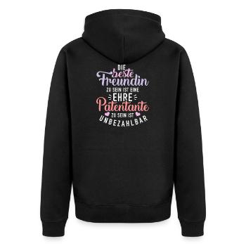 Patentante - Unisex Premium Bio Zip Hoodie - Schwarz - Hinten - Nico (187cm)