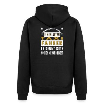Taxifahrer Taxi fahren Taxi Spruch Taxi Sprüche - Unisex Premium Bio Zip Hoodie - Schwarz - Hinten - Nico (187cm)