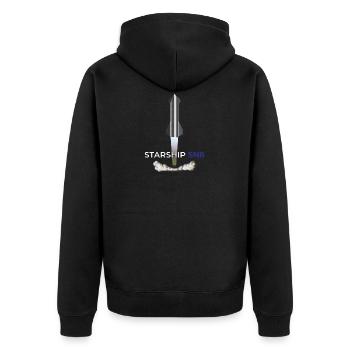 SN8 Raumschiff Testflug - Unisex Premium Bio Zip Hoodie - Schwarz - Hinten - Nico (187cm)