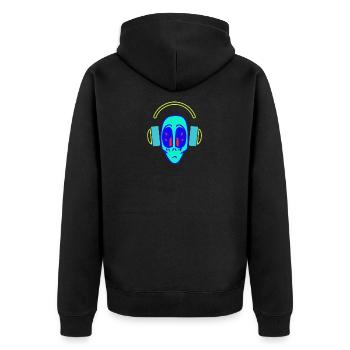Tête extraterrestre drôle avec un casque - Veste à capuche bio Premium Unisexe - noir - Dos - Nico (187cm)
