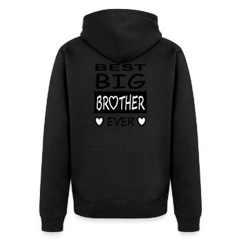 Großer Bruder Geschenk bester Bruder Big Brother - Unisex Premium Bio Zip Hoodie - Schwarz - Hinten - Nico (187cm)