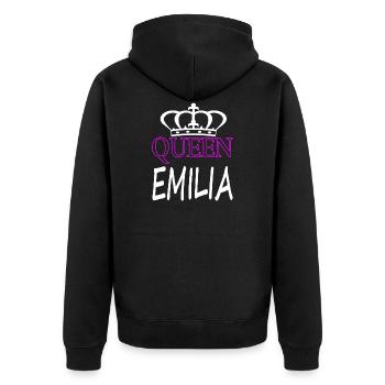 ich heiße Emilia Königin Emilia nenne mich Emilia - Unisex Premium Bio Zip Hoodie - Schwarz - Hinten - Nico (187cm)