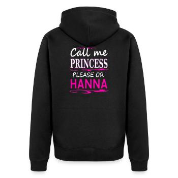 ich heiße Hanna Mädchenname Prinzessin Hanna - Unisex Premium Bio Zip Hoodie - Schwarz - Hinten - Nico (187cm)