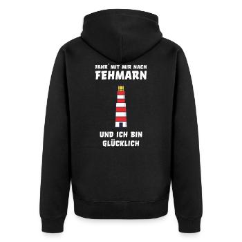 Fehmarn Sonneninsel Strand Ostsee Geschenk - Unisex Premium Bio Zip Hoodie - Schwarz - Hinten - Nico (187cm)