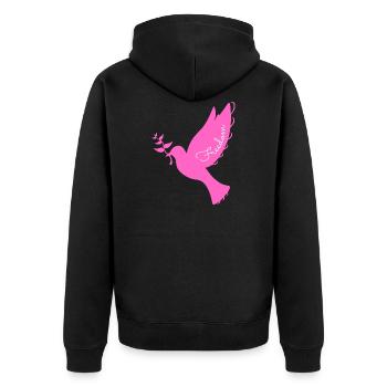 freedom | freedom | Made in France ✅ - Unisex Premium Organic Zip Hoodie - black - Back - Nico (187cm)