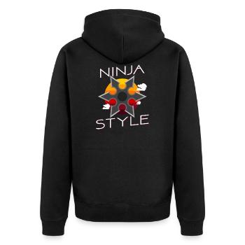 Ninja Style - Unisex Premium Bio Zip Hoodie - Schwarz - Hinten - Nico (187cm)