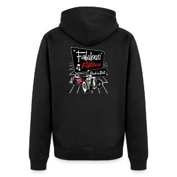 1950er Hotrod Rockabilly Socken Hop Rock and Roll - Unisex Premium Bio Zip Hoodie - Schwarz - Hinten - Nico (187cm)