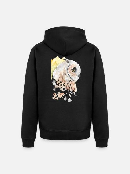 Tawny Owl - Unisex Premium Organic Zip Hoodie - black