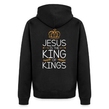 Jesus is king bible - Unisex Premium Organic Zip Hoodie - black - Back - Nico (187cm)