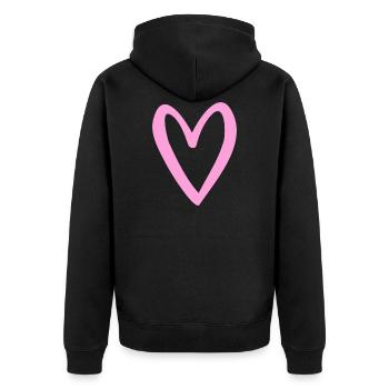 Cadeau rose coeur Saint Valentin - Veste à capuche bio Premium Unisexe - noir - Dos - Nico (187cm)