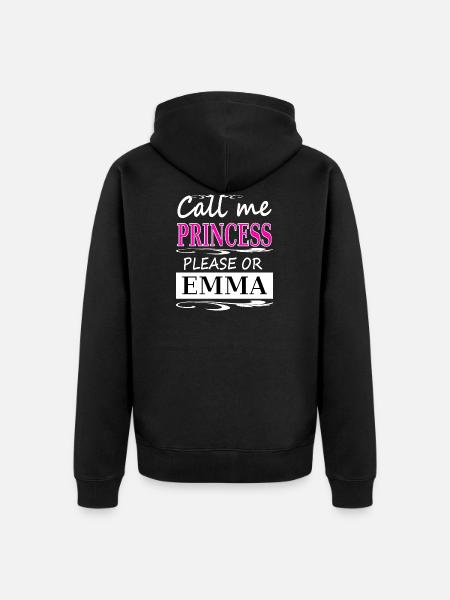 mit navn er Emma, mit navn er Emma, pigenavn gave - Premium økologisk unisex-hættejakke - sort