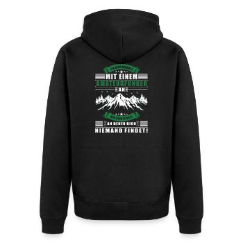 Lustiger Amateurfunker Spruch Amateurfunk Funker - Unisex Premium Bio Zip Hoodie - Schwarz - Hinten - Nico (187cm)
