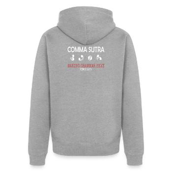 Drôle Pun Virgule Sutra - Veste à capuche bio Premium Unisexe - gris chiné - Dos - Nico (187cm)