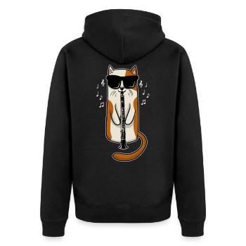 Clarinette Chat Musicien Kitty Instrument de musique - Veste à capuche bio Premium Unisexe - noir - Dos - Nico (187cm)