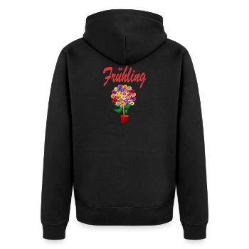 Spring Design - Unisex Premium Organic Zip Hoodie - black - Back - Nico (187cm)