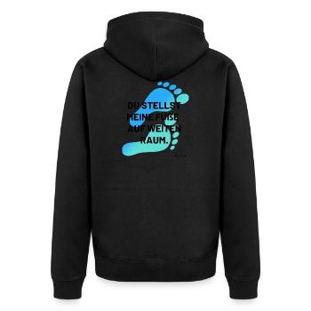 du stellst meine Füße auf weiten Raum mehrfarbig - Unisex Premium Bio Zip Hoodie - Schwarz - Hinten - Nico (187cm)
