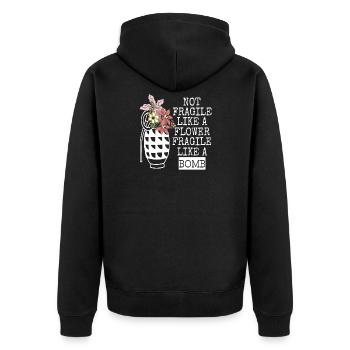 Funny Like a Bomb - Unisex Premium Bio Zip Hoodie - Schwarz - Hinten - Nico (187cm)
