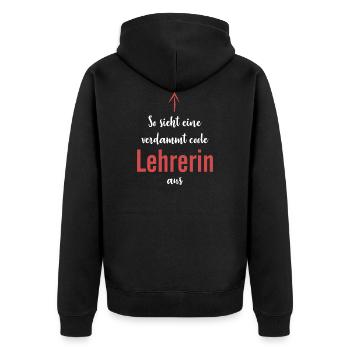 Lehrerin Schule Student - Unisex Premium Bio Zip Hoodie - Schwarz - Hinten - Nico (187cm)