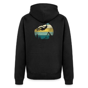 Klettern Kletterwald Kletterurlaub Kletterer Idee - Unisex Premium Bio Zip Hoodie - Schwarz - Hinten - Nico (187cm)