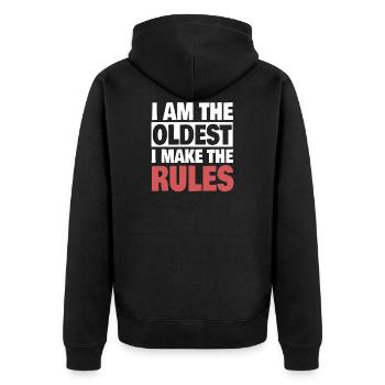 Funny Oldest Sibling Makes The Rules - Veste à capuche bio Premium Unisexe - noir - Dos - Nico (187cm)