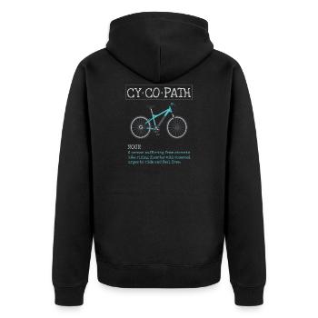 Funny Cycopath Bicycle Rider - Unisex Premium Bio Zip Hoodie - Schwarz - Hinten - Nico (187cm)
