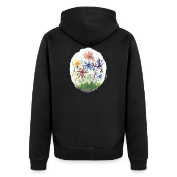 Blumen akvarell - Unisex Premium Bio Zip Hoodie - Schwarz - Hinten - Nico (187cm)