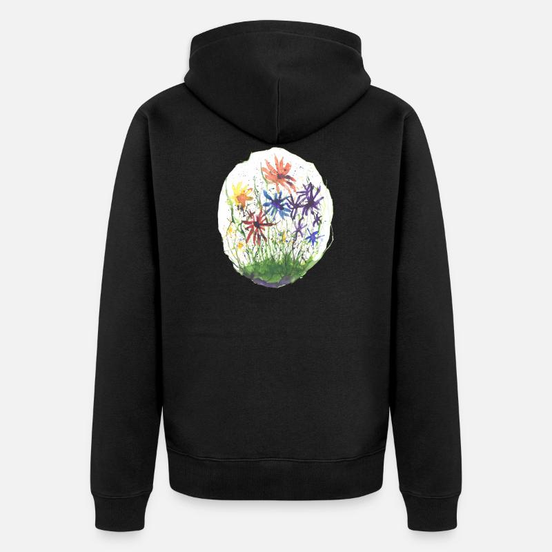 Fleurs akvarell - Veste à capuche bio Premium Unisexe - noir