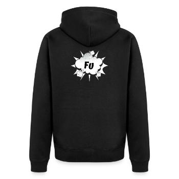 Fu fuck you comic - Unisex Premium Bio Zip Hoodie - Schwarz - Hinten - Nico (187cm)