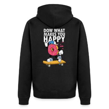 Skateboarder Skateboard Spruch Donut Do what makes - Unisex Premium Bio Zip Hoodie - Schwarz - Hinten - Nico (187cm)