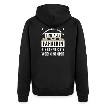 Busfahrerin Spruch Bus fahren mit Bus unterwegs - Unisex Premium Bio Zip Hoodie - Schwarz - Hinten - Nico (187cm)