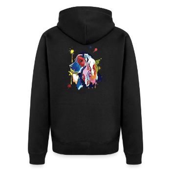 Cocker spaniel - bunte Illustration - Unisex Premium Bio Zip Hoodie - Schwarz - Hinten - Nico (187cm)