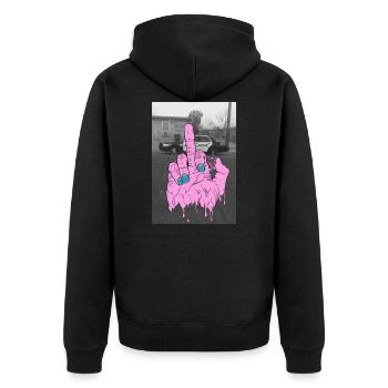 F*ck Polizei - Unisex Premium Bio Zip Hoodie - Schwarz - Hinten - Nico (187cm)