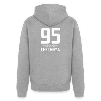 Chechen Gift Dagestan Chechnya Grozny - Unisex Premium Organic Zip Hoodie - heather grey - Back - Nico (187cm)