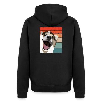 Shiba Inu drôle de chien sur rétro - Veste à capuche bio Premium Unisexe - noir - Dos - Nico (187cm)