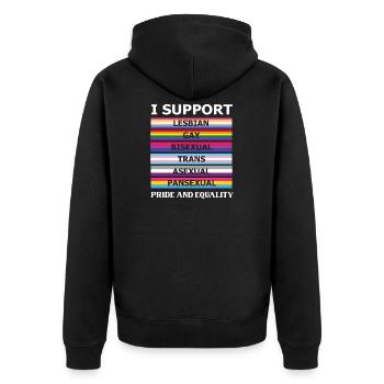 Rainbow Kleidung Regenbogen Mann Pride outfit - Unisex Premium Bio Zip Hoodie - Schwarz - Hinten - Nico (187cm)