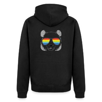 Pride Rainbow Regenbogen Gay LGBT Kleidung Mann - Unisex Premium Bio Zip Hoodie - Schwarz - Hinten - Nico (187cm)