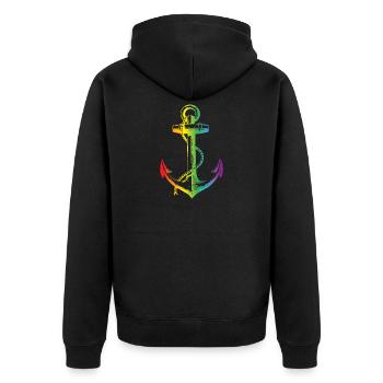 Rainbow Regenbogen Pride Homosexual Kleidung Mann - Unisex Premium Bio Zip Hoodie - Schwarz - Hinten - Nico (187cm)