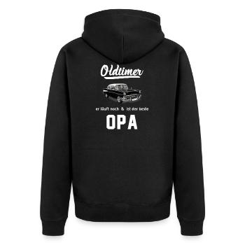 Opa outfit Enkel Spruch Bester der Welt Lustig - Unisex Premium Bio Zip Hoodie - Schwarz - Hinten - Nico (187cm)
