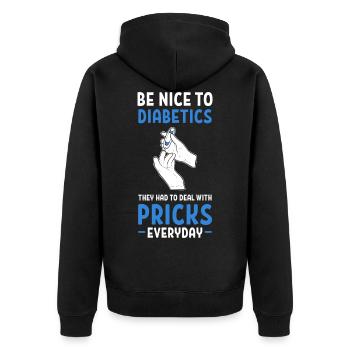 Diabetes Diabetiker Insulin - Unisex Premium Bio Zip Hoodie - Schwarz - Hinten - Nico (187cm)