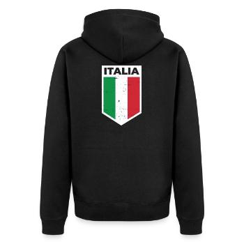 Italien 2021 Flagge Fußball Soccer Meisterschaft - Unisex Premium Bio Zip Hoodie - Schwarz - Hinten - Nico (187cm)