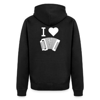 I love accordion Geschenk Ziehharmonika - Unisex Premium Bio Zip Hoodie - Schwarz - Hinten - Nico (187cm)