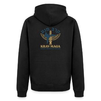 Krav Maga Gift Saying Jewish Hanukkah - Unisex Premium Organic Zip Hoodie - black - Back - Nico (187cm)