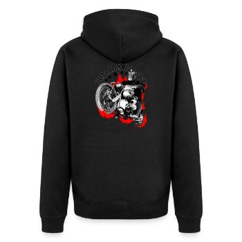 Gorilla Biker Power Motorrad - Unisex Premium Bio Zip Hoodie - Schwarz - Hinten - Nico (187cm)