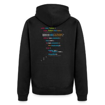 Program Code - The Best | Code - Unisex Premium Organic Zip Hoodie - black - Back - Nico (187cm)