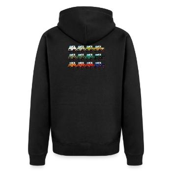 Farbpalette Unimog - Oldtimer - Regenbogen anders - Unisex Premium Bio Zip Hoodie - Schwarz - Hinten - Nico (187cm)