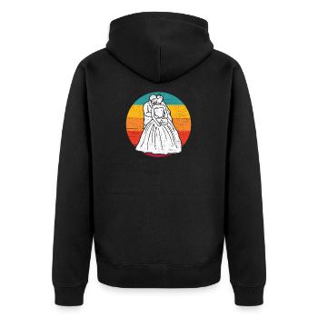 Coucher de soleil mariés - Veste à capuche bio Premium Unisexe - noir - Dos - Nico (187cm)