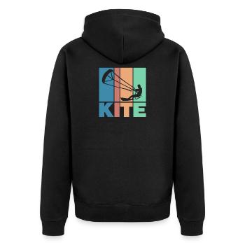 Kite silhouette cadeau de kitesurf vagues surf - Veste à capuche bio Premium Unisexe - noir - Dos - Nico (187cm)