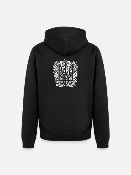 Silhouette Wappen Geschenk Ukraine Ukrainer - Unisex Premium Bio Zip Hoodie - Schwarz