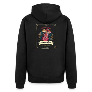 Dia de Muertos Dia de Los Muertos Distressed - Unisex Premium Bio Zip Hoodie - Schwarz - Hinten - Nico (187cm)