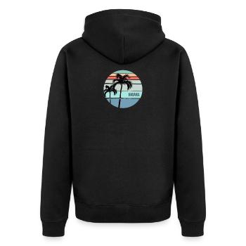 Coole Havanna Kuba Palme Urlaub Souvenir - Unisex Premium Bio Zip Hoodie - Schwarz - Hinten - Nico (187cm)